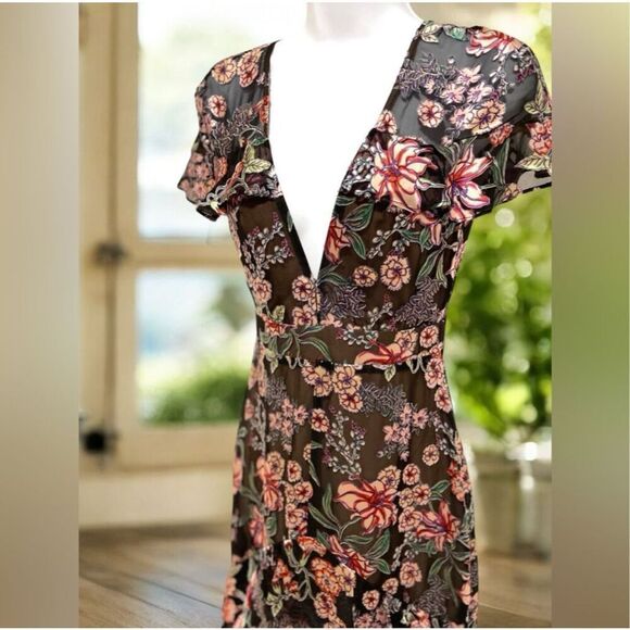 Free People For Love & Lemons $295 Silk ViVi Flora Cleo Burnout Maxi Dress Sz XS - Picture 7 of 8